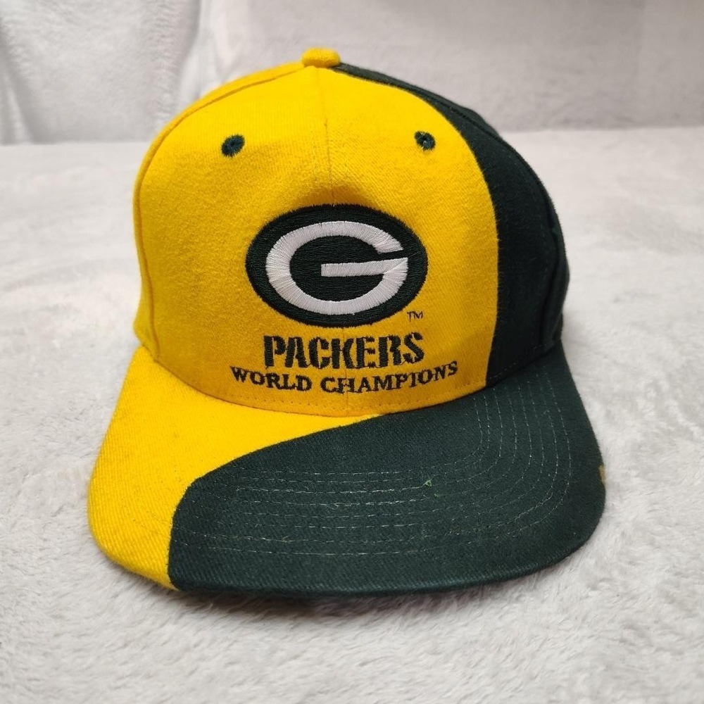Vintage Green Bay Packers Hat Cap World Champion Mens Yellow‎ 90s Football CITGO